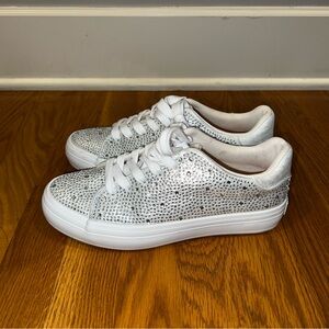 Women's Sugar White and Silver Rhinestone Sneakers